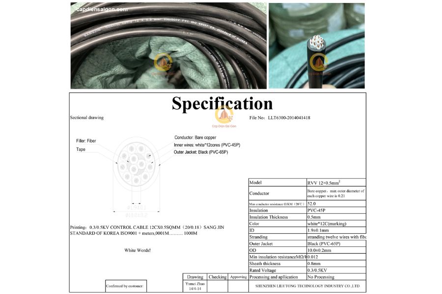 Cáp Điều Khiển Sangjin Không Lưới 12 Core x 0,75 mm² (Sangjin RVV 12x0,75mm²): Giải Pháp Hiện Đại Cho Hệ Thống Điều Khiển Công Nghiệp